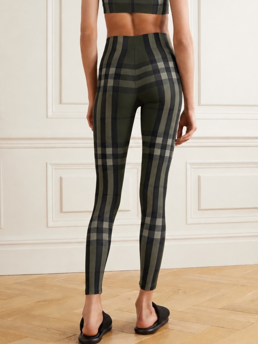 Burberry Madden Tartan Leggings 'Military Green'